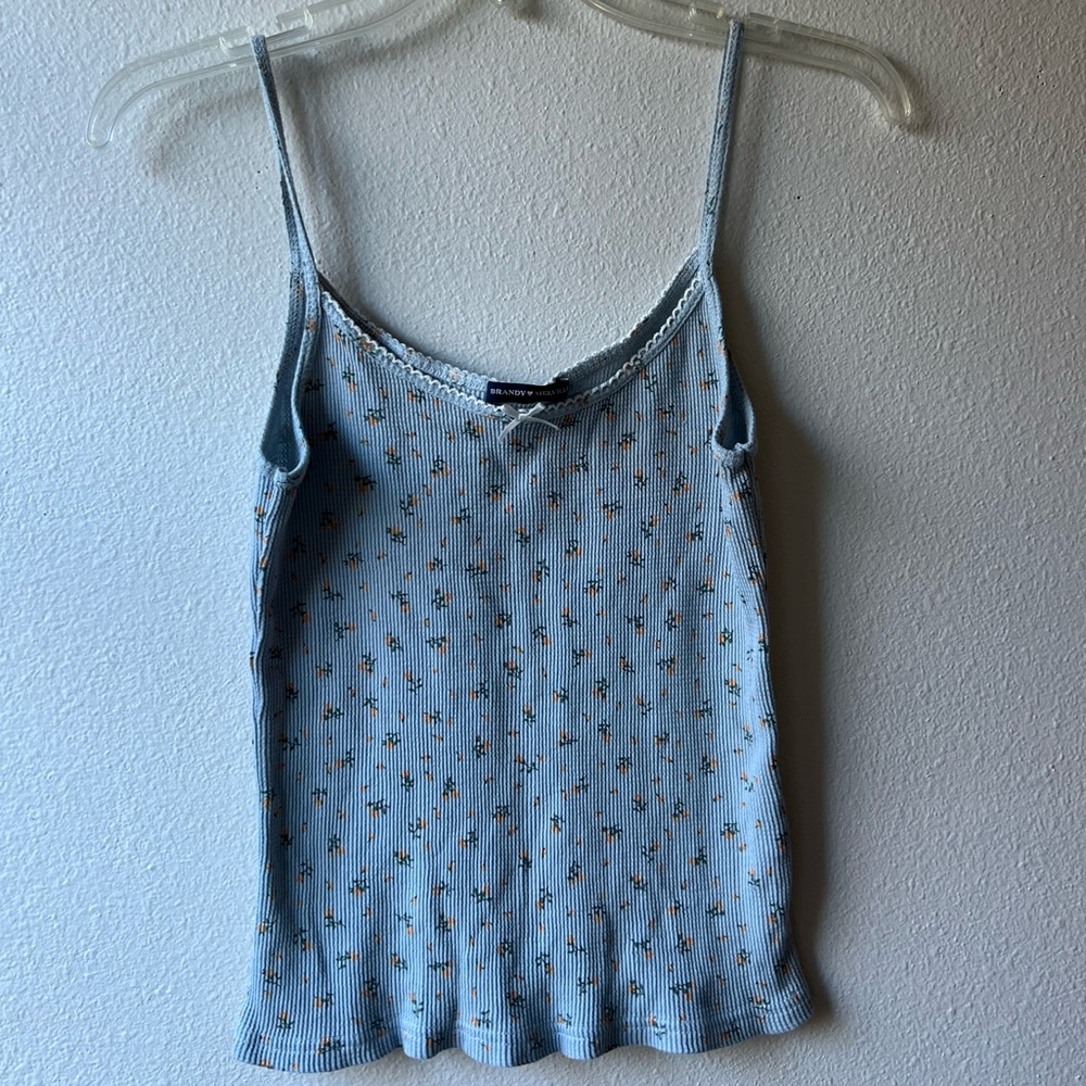 Brandy Melville Blue and Yellow floral tank top with bow. One size.